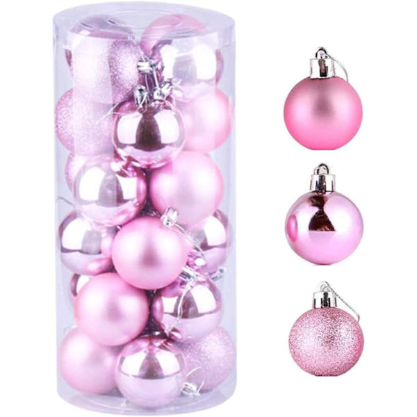 Weihnachtskugeln,24 Stück Rosa Weihnachtsdeko,matt,glänzend,