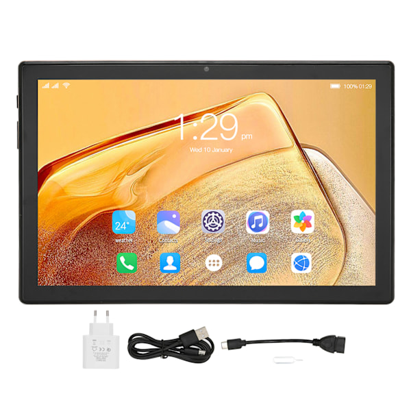 10-tums surfplatta för Android 11 6G 256G 5G WIFI Octa Core-processor Främre 1600W Bakre 3200W 4G Samtalssurfplatta EU-kontakt 100–240V Blå EU-kontakt