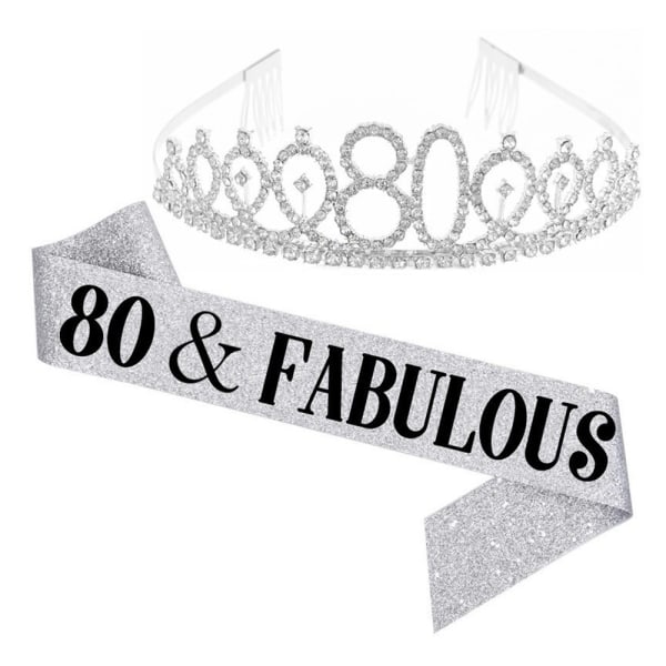 80-årsdag Sash and Crown-hårband för kvinnor, 80-årsdag