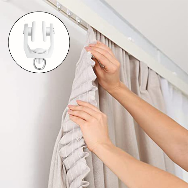 Gardinskena Rullar Tak Gardinskena Krokar Flexibla Böjbara Clips 11 mm Vit Plast Draperiskena Glidare med Krokar för Duschdraperi 20pcs