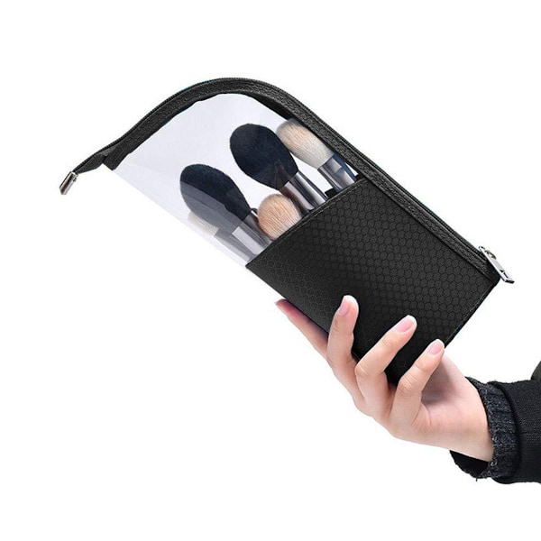 Dam Handhållen Halvrund Transparent Sminkväska Sminkborste Organizer Väska black