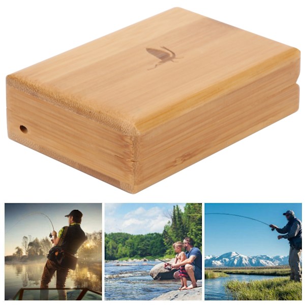 Liten Bärbar Flygfiske Flugor Bete Krokar Förvaringslåda i Trä Bambu med Hängande Rep