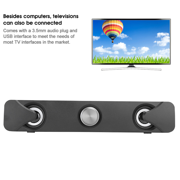 SADA V‑110 Trådbunden Tung Bas Hem Soundbar Skrivbord Liten Subwoofer Högtalare Svart