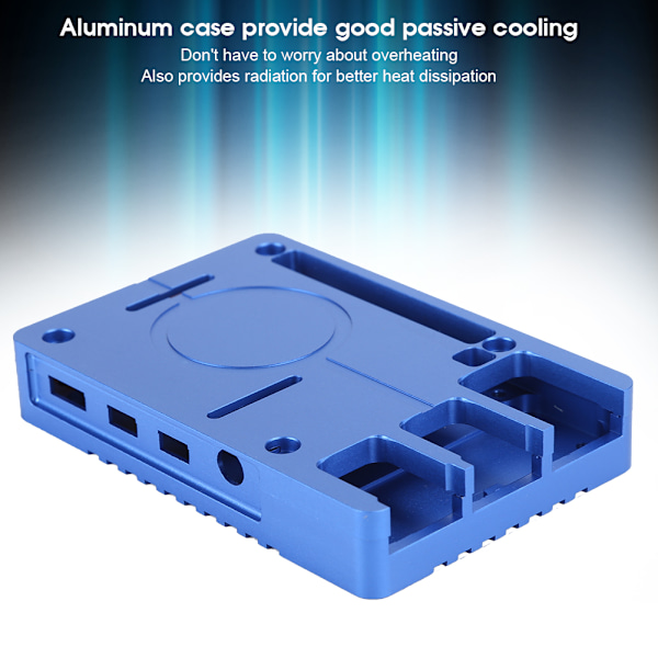 Aluminiumlegering Skal Ultratunt CNC Metallfodral för Raspberry Pi 4 Modell B Bättre Kylning (Blå)