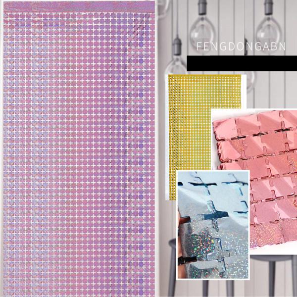 2Pcs Square Foil Fringe Backdrop Curtain Backdrop for Birthday,