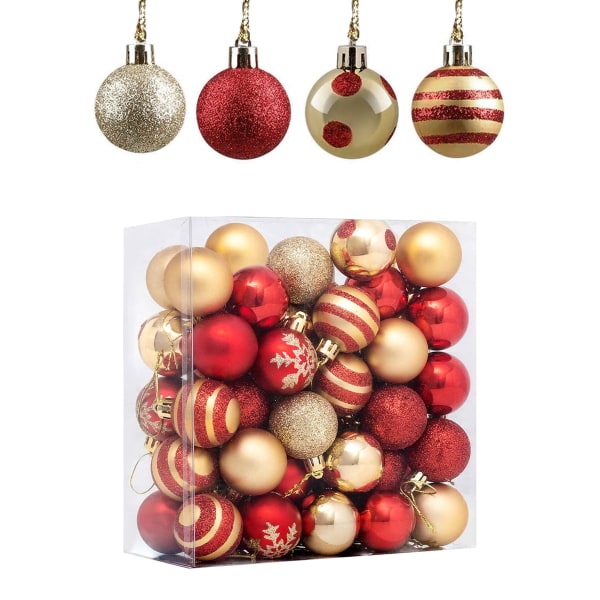 A box of red and gold for Christmas tree decorations set,