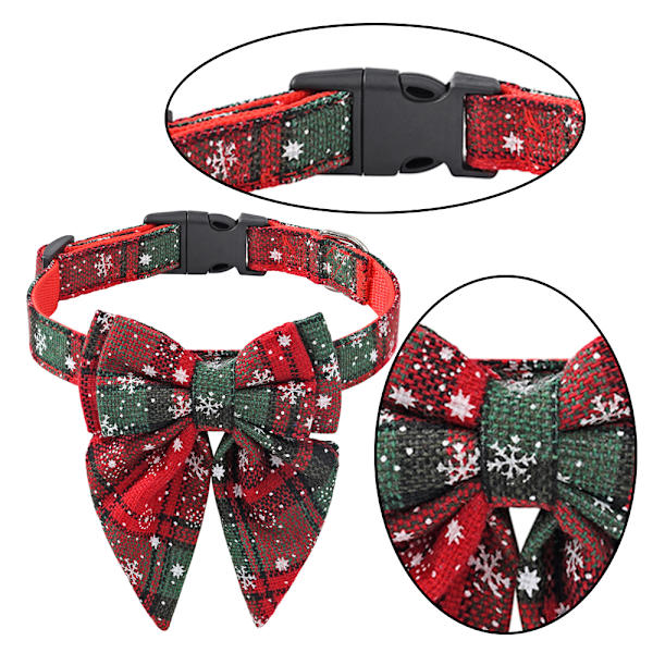Christmas Dog Collar with Bow, Bowtie Dog Christmas