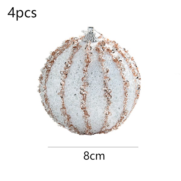 4 Pcs 8cm Christmas Ball Ornaments Glitter Foam Ornaments