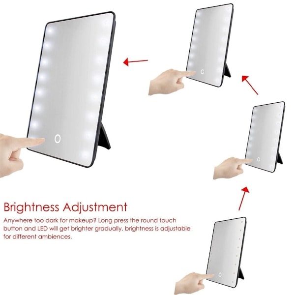 Sminkspegel med 16 LED-lampor Kosmetisk Spegel med Touch Dimmer Batteridriven Sminkspegel för Bordsskiva Badrum Yellow
