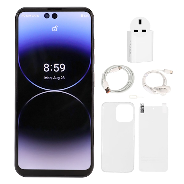Olåst Smartphone 4G 6,7 tum IPS HD-skärm 8GB RAM 256GB ROM 16MP Front 32MP Bakre Kamera Ansiktsigenkänning Mobiltelefon för Android 12 100 till 240V