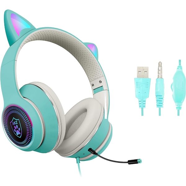Cat Ear Gaming Headset med Mic RGB LED-ljus, VIGROS blinkande