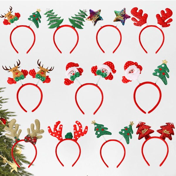 6 PCS Holiday Headbands,Cute Christmas head hat toppers ,for
