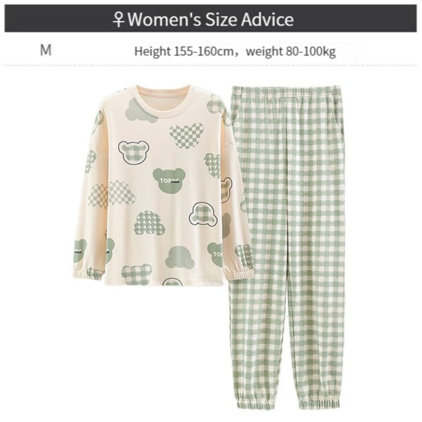 Pyjamas Dam bomull långärmad byxor pullover tunn kläder
