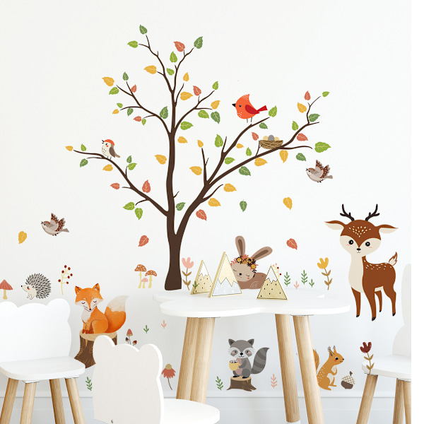 Woodland Wall Decals Animals Tree Owl Fox Deer Wall Stickers