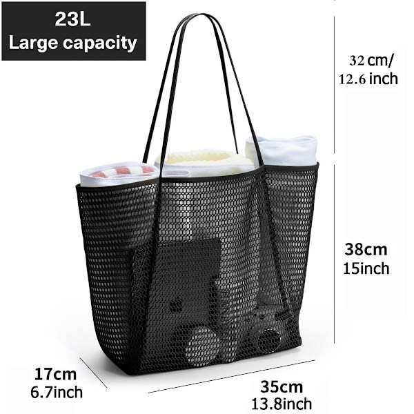 Mesh Strandväska för kvinnor Axelväska Stor Tote Bag