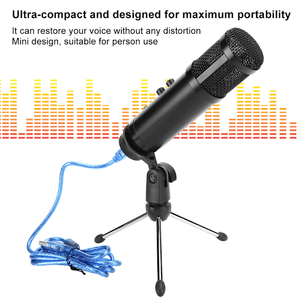 Professionell Kapacitans USB-Mikrofon Inspelning Mini Portabelt MIC-Set Plug and Play