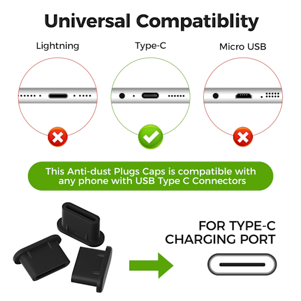 USB-C Dammskydd – 10-pack för att skydda dina enheter