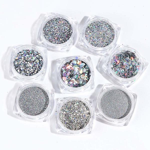 Holografiska nagelglitterpaljetter nagelkonsttillbehör 3D-naglar