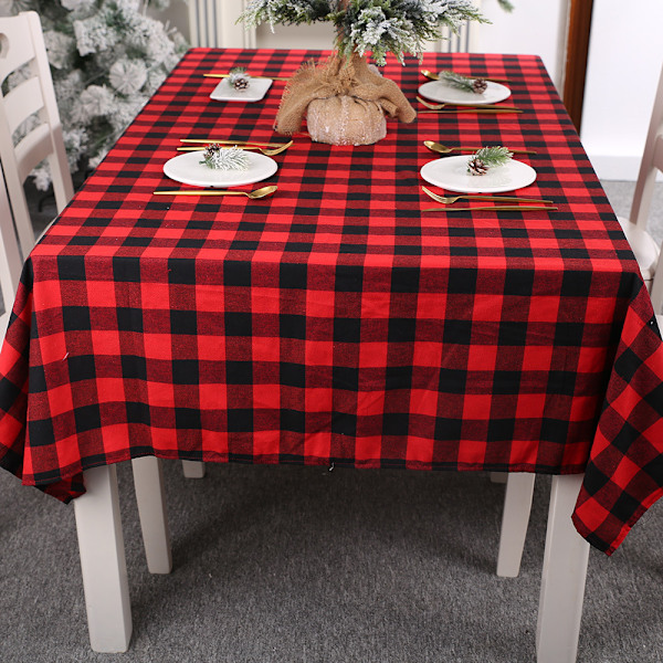 Christmas Tablecloth Rectangle, Checkered Tablecloth for
