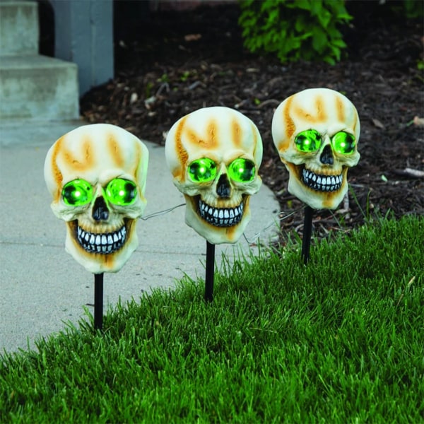 Solcells LED Halloween Skelett Dekoration Insatser Lysande Skelett