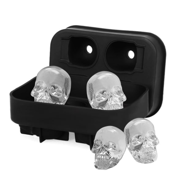 2 st 4-rutnät Distinctive Skull Shape Ice Mold Silicone Ice Cubes