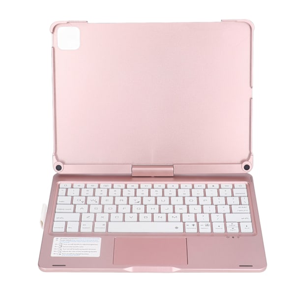 Tangentbordsfodral för iPad 11 tum 10,9 tum, Bakgrundsbelyst med Trackpad och Bluetooth, 360° Roterbart Skyddsfodral Roséguld Kompatibelt med iOS-surfplatta