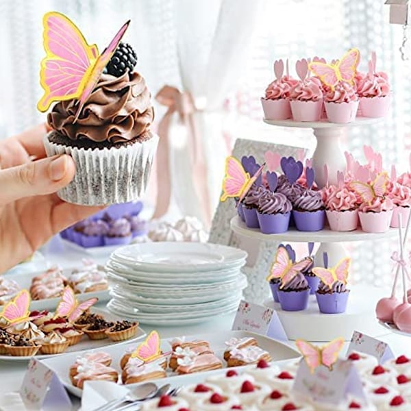50 st fjärils cupcake toppers födelsedag bröllop fest tårta vägg