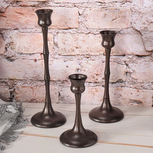 Matte Black Candle Holder Set of 3 Decorative Candle Holder for