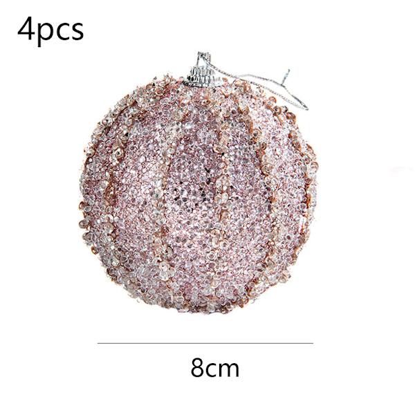 4 Pcs 8cm Christmas Ball Ornaments Glitter Foam Ornaments