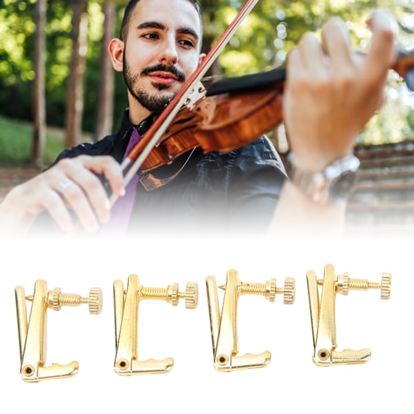4 st Finstämmare för Violin Gyllene Metall Slitstark Strängfinstämmare för 4/4 3/4 Violin