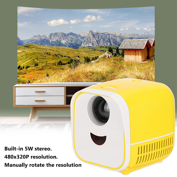 L1 Mini Portabel Projektor 100‑240V Gul 2000 LM Upplösning 480x320P Stereohögtalare US-kontakt