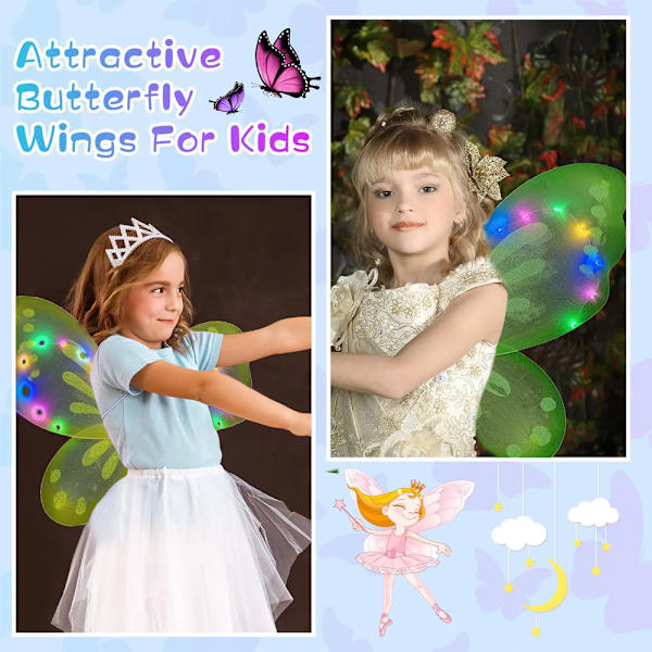 LED Dress Up Wings Flashing Angel Wings Light Up Butterfly