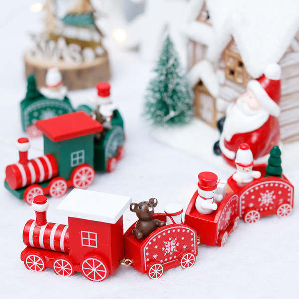 Wooden Christmas Train with 3 Carriages for Boys Girls Children