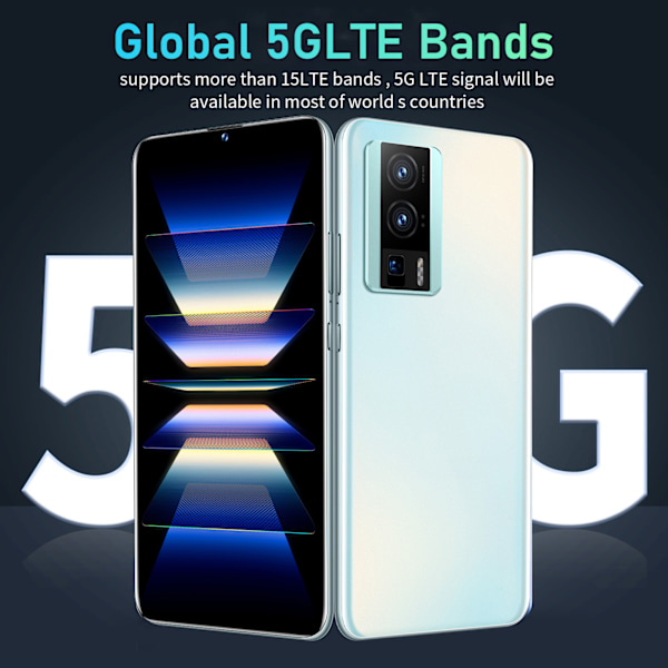 K60 6,53 tum Smartphone 8GB RAM 128GB ROM för Android 12 5G Wifi Mobiltelefon Stöd 4G Nätverk 100‑240V Grön EU-kontakt