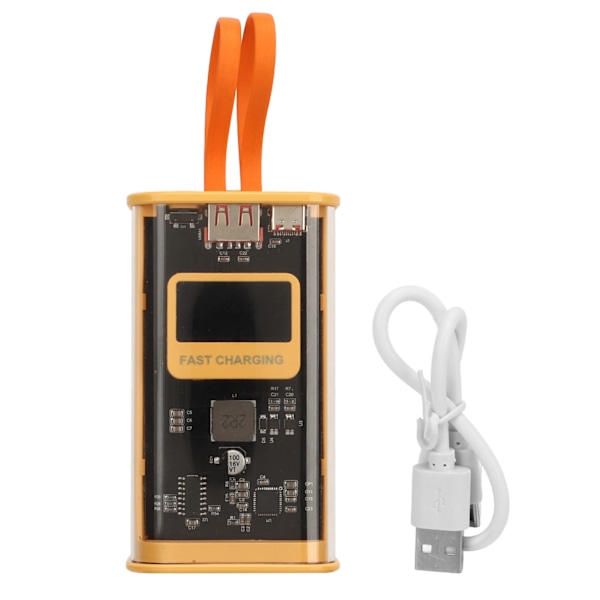 Transparent Portabel Batteri, Snabb Uppladdning Uppgraderad USB C Ingång & Utgång Powerbank med LED Digital Display, Portabel Laddstation för iPhone,