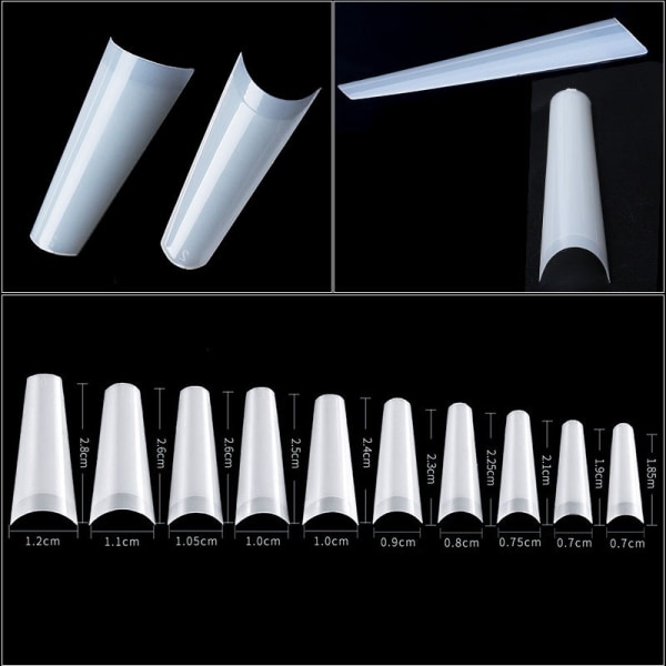 500st Clear Coffin Nail Tip Set, Clear False Nails French