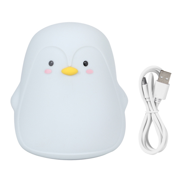 Silikon färgglad söt pingvin USB laddning LED nattlampa