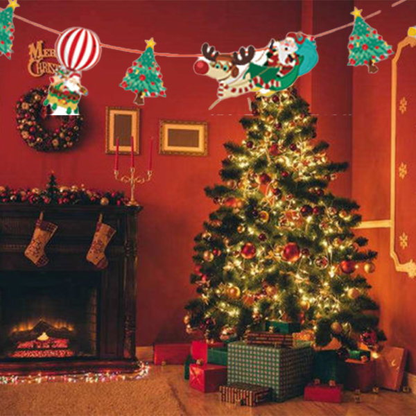 Christmas Banner Santa Banner Bunting Cartoon Decoration for