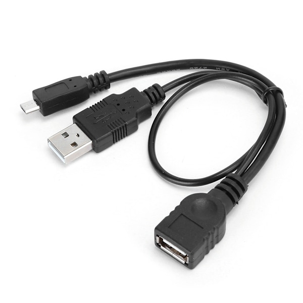 Micro USB Datakabel med Strömförsörjning Host OTG-kabel Micro USB Adapter Y Strömsplitter Svart