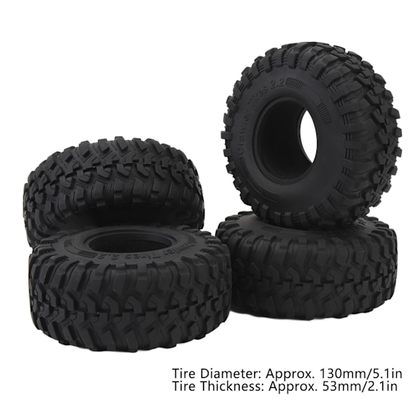 4 st RC Gummidäck Skal 2.2 Tum Stark Dämpning Nötningsbeständigt Svart RC Däck Skal för SCX10 1/10 RC Crawler Bil