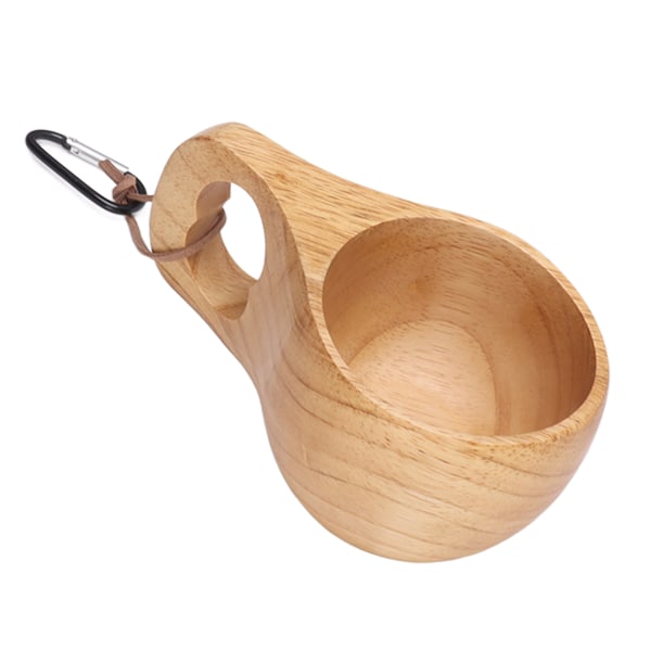 Trä Campingmugg Log Unik Trästruktur Bärbar Trä Mugg med
