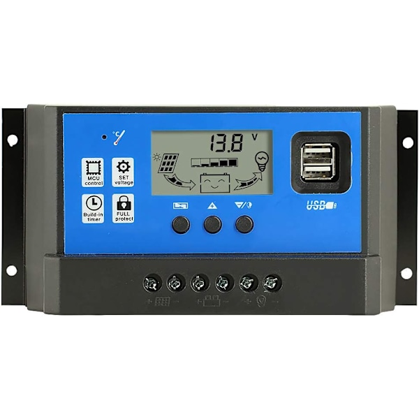 Solarladdningsregulator, Industriell Mikrokontroller, Flera Skyddsfunktioner, Justerbar Parameter, för Blybatterier, 12V 24V System,