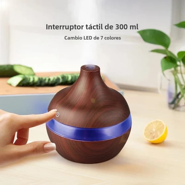 300 ml ultraljudsluftfuktare i trä, aromdiffusor