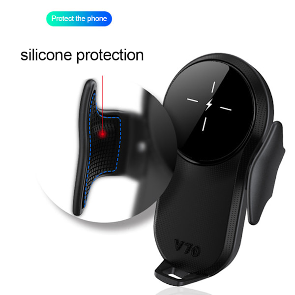 Trådlös Billaddare V70 Mobiltelefonhållare 15W Mini Portabla Snabbladdningstillbehör