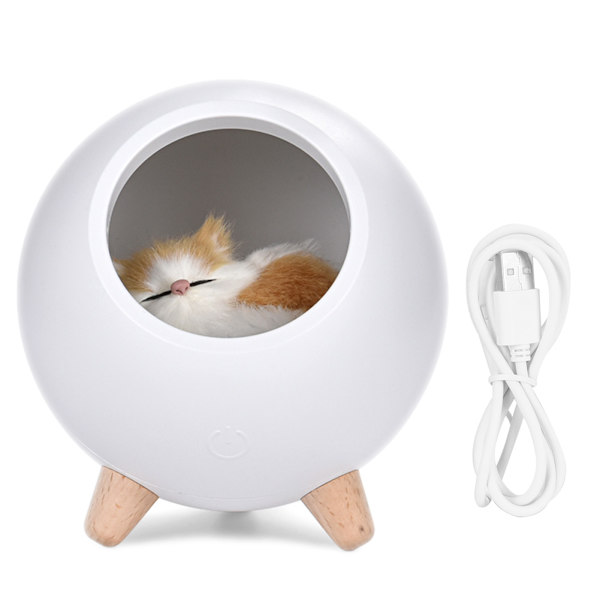 Mini söt kattunge hus skrivbord LED nattlampa steglös