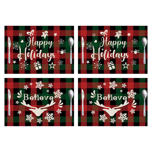 Christmas plaid alphabet place mat linen linen western place