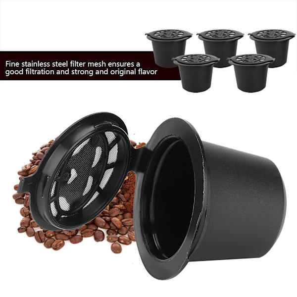 5 st/set Återanvändbara Påfyllningsbara Kaffe Kapslar Pods Filter Koppar