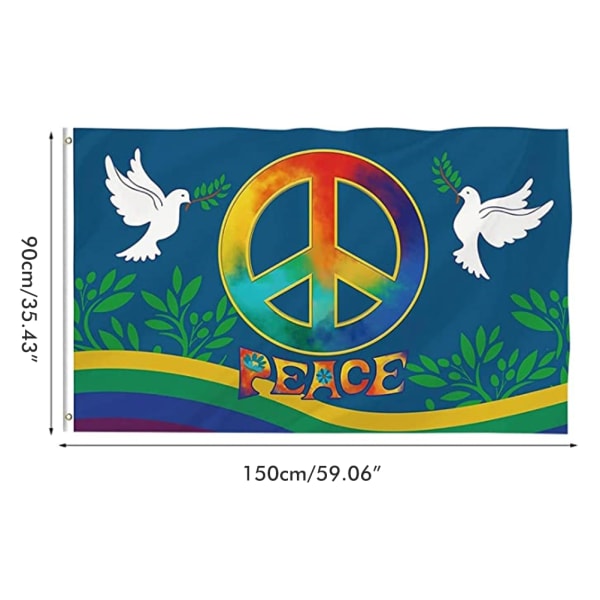 World Peace Flagga 90 x 150 cm Stor Polyester Peace Flagga för