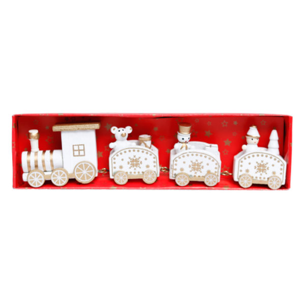 Wooden Christmas Train with 3 Carriages for Boys Girls Children