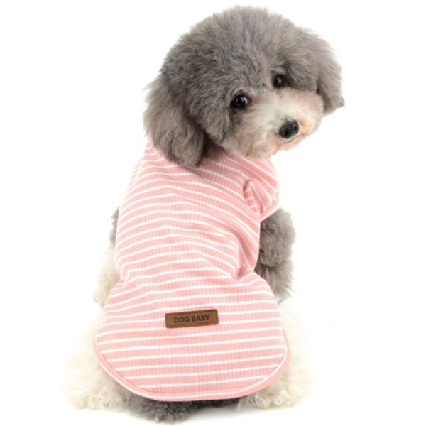 Pet Vår Sommar Hund Pink Stripe Väst Pet Kort ärm